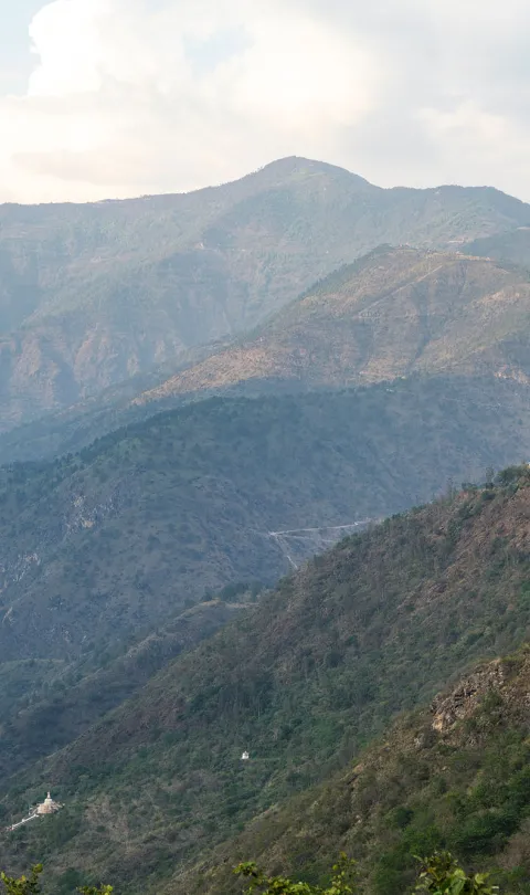 Landscape of the Himalayas at the town of Trashigang in East Bhutan