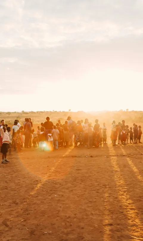 Malawi landscape with people. 