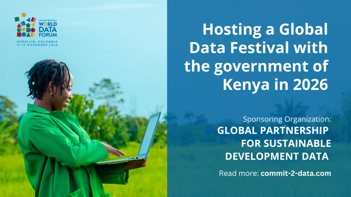 A graphic sharing the Global Partnership's commitment, as part of the Commit to Data campaign: Hosting a global data festival with the government of Kenya in 2026