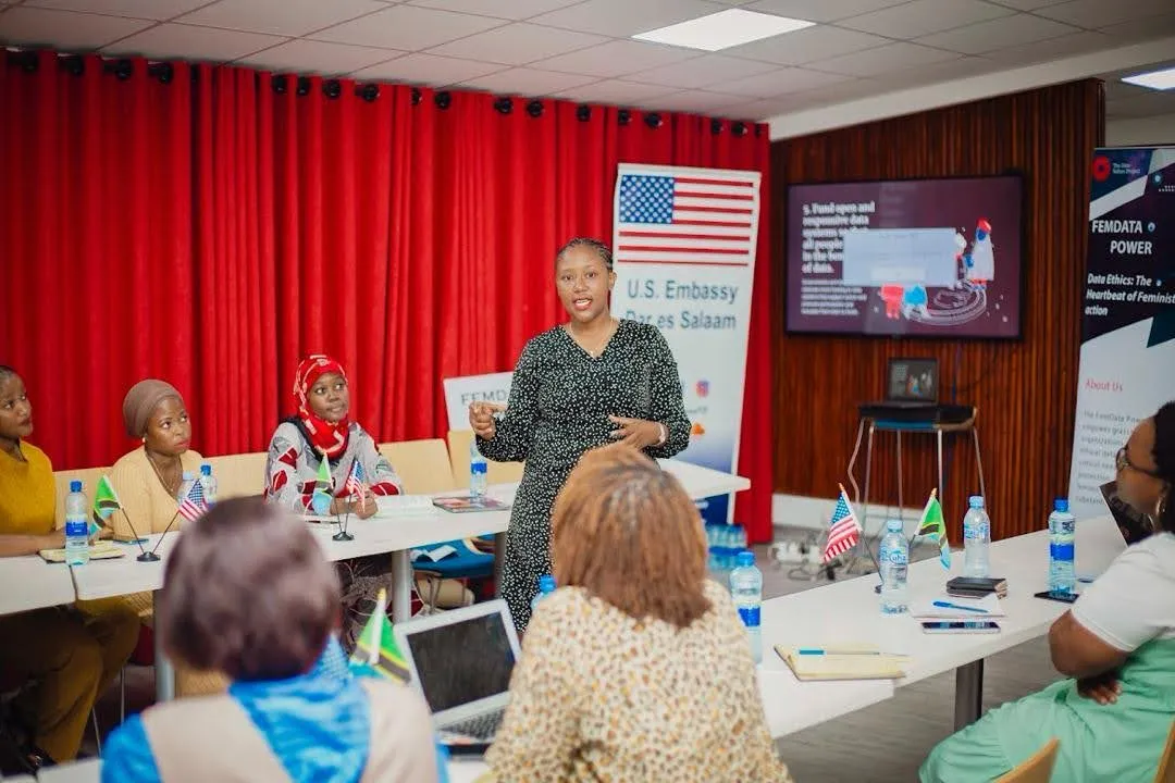 Navina Mutabazi, Data Values Advocate, runs a workshop for the FemData Power Project