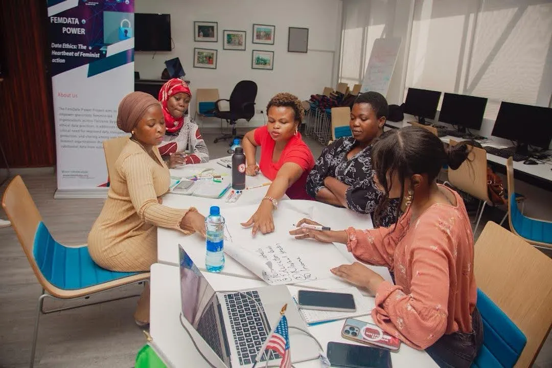 Participants at the FemData Power Project workshop on strengthening data processes, ran by Navina Mutabazi, a Data Values Advocate
