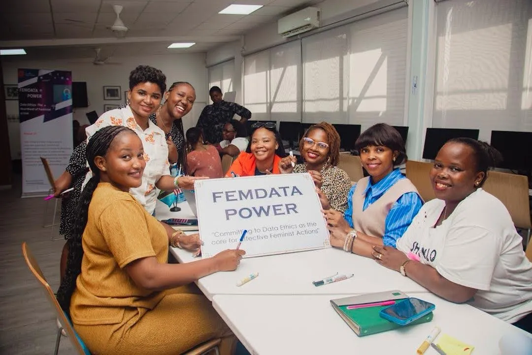 Participants at the FemData Power Project workshop on strengthening data processes, ran by Navina Mutabazi, a Data Values Advocate