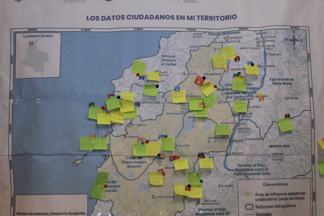 Workshop activity at Tírame el Dato: Citizen Data in Action for the Canal del Dique