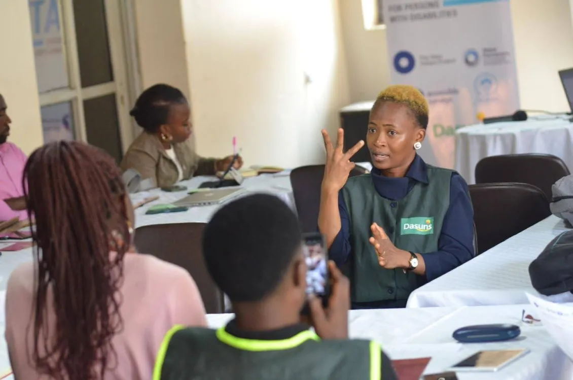 Sign language interpretation during an inclusive data training session, organised by Ronald Kasule, a Data Values Advocate in the second cohort.
