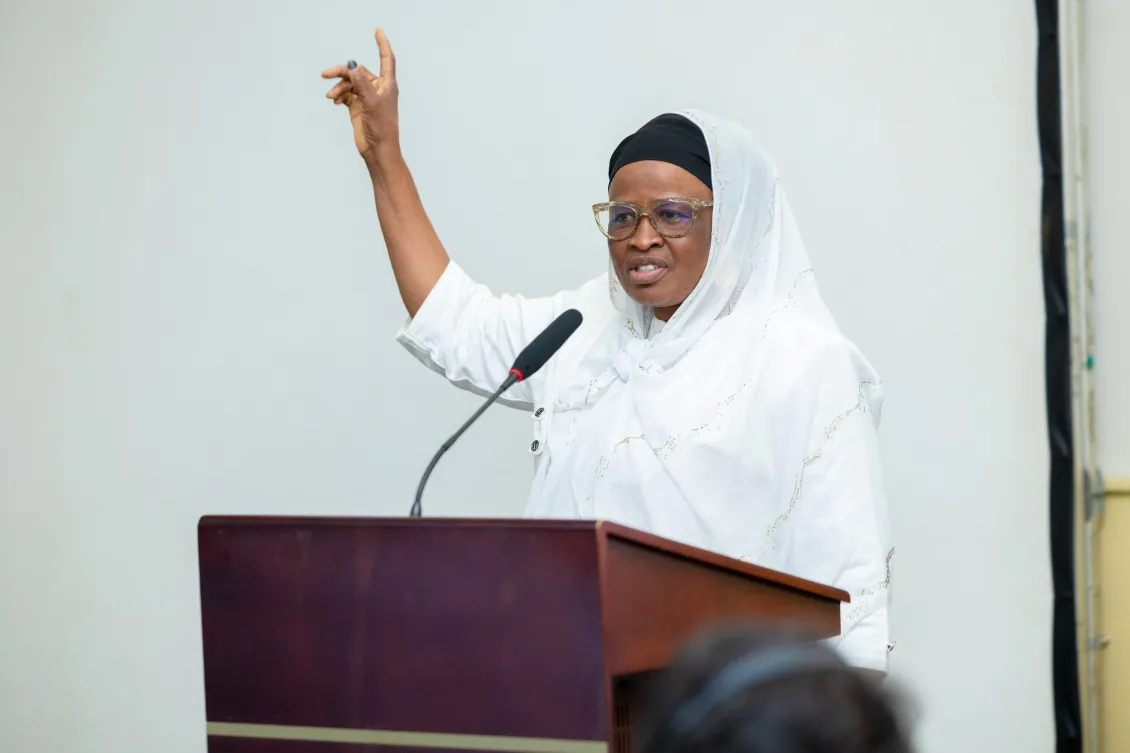 Rafikata Mohammed, a survivor of female genital mutilation addressing attendees at MIDN Peer Exchange in Accra