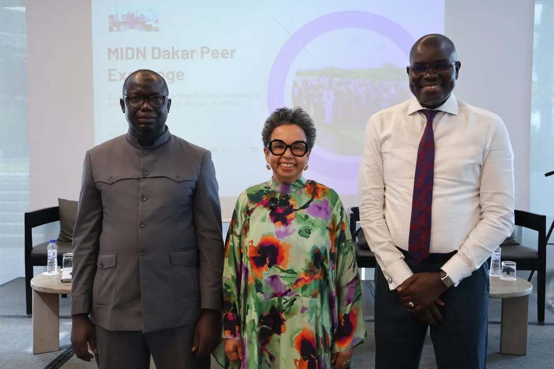 (l-r) Fodé Dieme Director of Methodology, Statistical Coordination and Innovation (DMCI), ANSD, Ambassador Claudia Patricia Mosquera Rosero, Colombia Ambassador to Senegal, Dr. Seydina Ousmane Sene, Founder of PACE