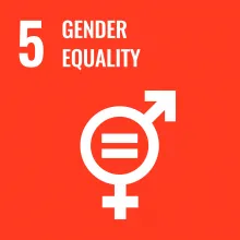 Sustainable Development Goal 5 Gender Equality icon in red