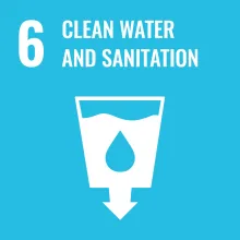 Sustainable Development Goal 6 Clean Water and Sanitation icon in blue
