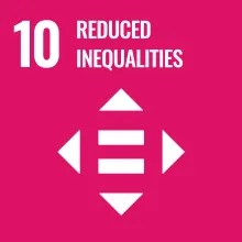 Sustainable Development Goal 10 icon in pink