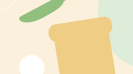 Graphic of bread, knife, and data particles