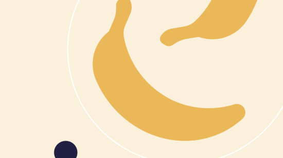 Graphic of two bananas and abstract shapes