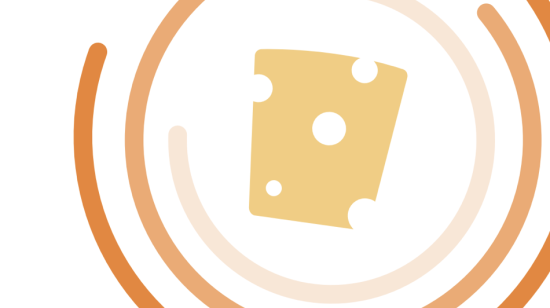Graphic of cheese and abstract shapes
