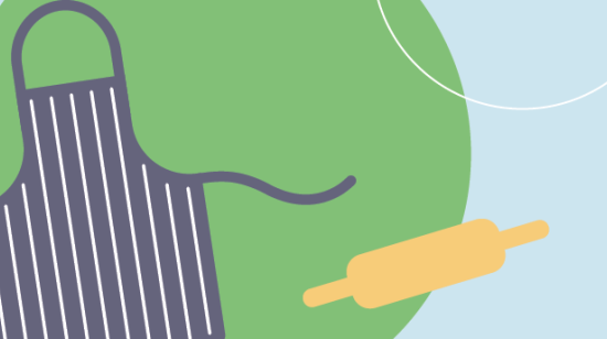 Graphic of apron and rolling pin