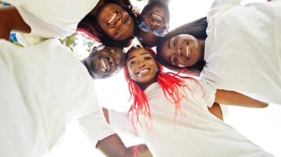 stock image of community of volunteers