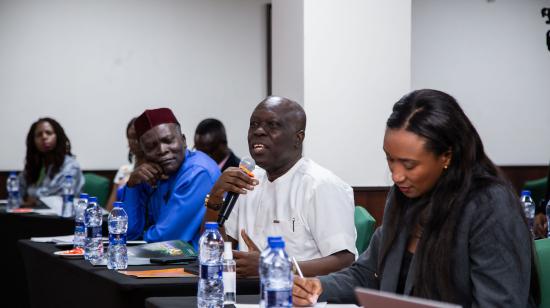 Mr. Godwin Odei-Gyebi, Director and Head of Demographic Statistics at GSS, speaking at the national validation workshop in Ghana in April 2025.
